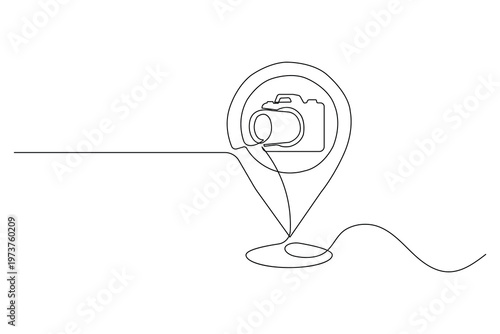 Location icon continuous one line drawing minimalist style isolate outline illustration