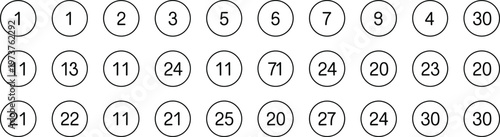 number circles worksheet, counting and math practice sheet, numeric icons set, educational resource for kids learning numbers and arithmetic skills