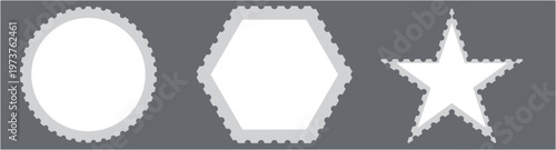 Set of postage stamp mockup blank isolated on transparent background. vector illustration of a set of abstract symbols