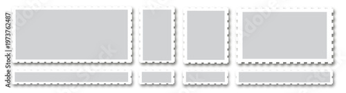 stainless steel bolt Postage stamps. Blank postcard and letter stamp templates collection with copy space. 