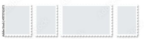 Set of empty postage stamp frame vector. set of blank postage stamps