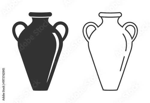 Two Amphorae: Solid Silhouette and Outline