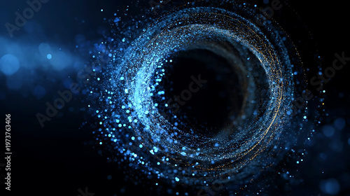 A mesmerizing swirl of particles, creating a captivating visual effect. The vortex is filled with radiant, shimmering lights