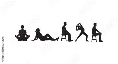 A silhouette of five individuals walking together in a single file formation, showcasing diversity and unity