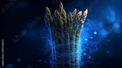 A captivating digital art piece of asparagus stalks, with an artistic aesthetic