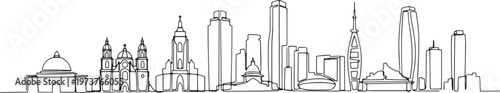 Continuous single line drawing of Bogota skyline, Colombia city landmark outline