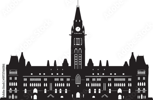 Schilderij op canvas Parliament building vector illustration silhouette for ottawa canada architectur