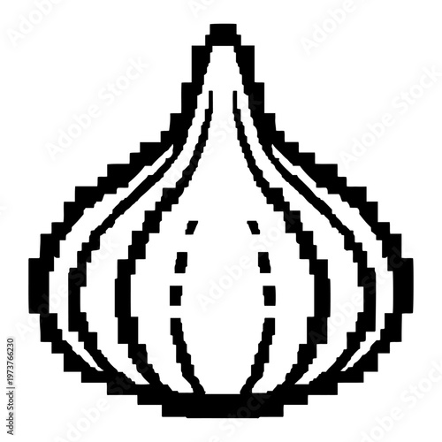 Fotografia Symmetrical pixel art silhouette of temple dome or bulb shape in minimalist styl
