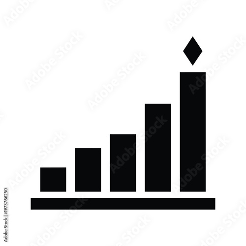 Bar chart displaying increasing values with five vertical bars of varying heights on a white background