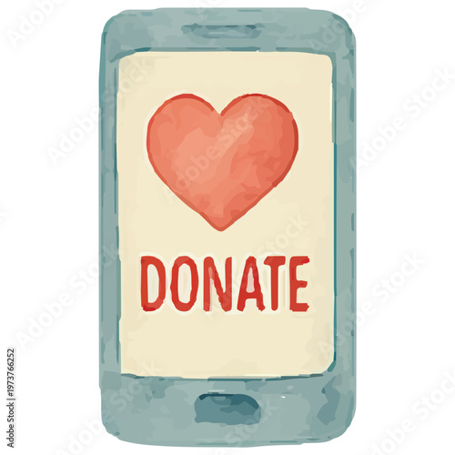 Donation Mobile App with Heart Icon for Online Giving, Fundraising, and Charity Campaigns
