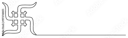 Swastika sacred hindu symbol in minimalist continuous line art style