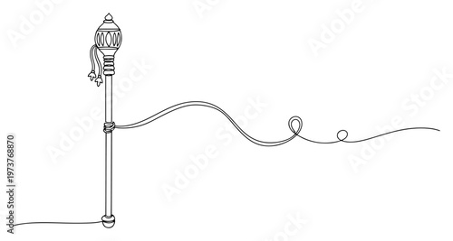 Traditional Gada mace symbol in continuous line drawing style