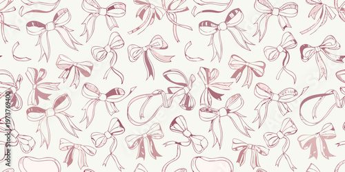 Delicate pink bows create a repeating pattern a charming silhouette