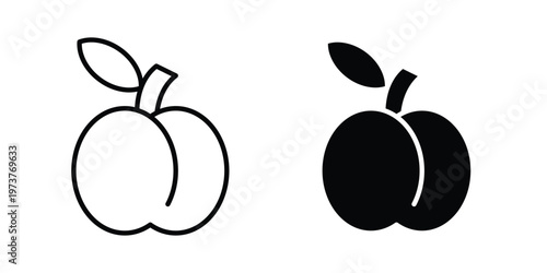 Apricot icon set. black Illustration for graphic and web design.