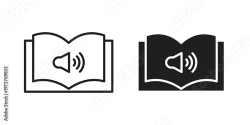 Audio book icon set. black Illustration for graphic and web design.