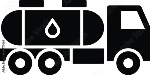 Oil tanker truck icon black silhouette vector fuel transport vehicle for logistics industry petrol delivery and energy services