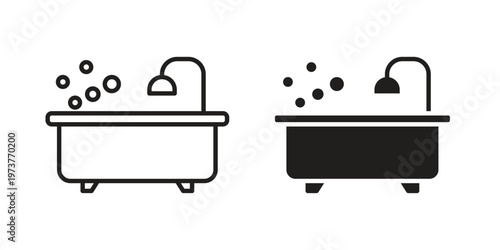 Bathtube icon set. black Illustration for graphic and web design.