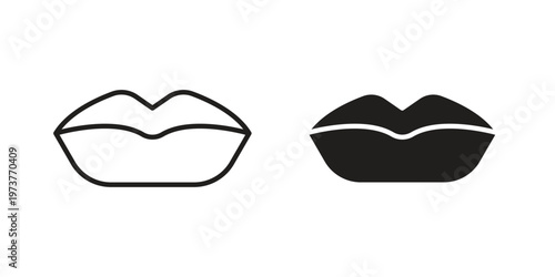 Big lips icon set. black Illustration for graphic and web design.