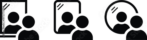 Three black and white of people reflected in mirrors reflection silhouette