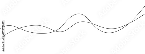 Smooth flowing squiggly line with natural curves, seamless abstract wave element expressing motion and fluid dynamics