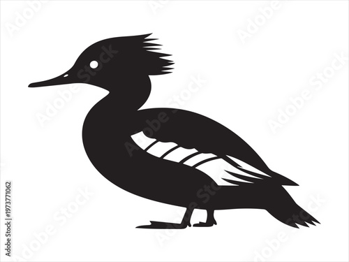 Silhouette of duck bird, wildlife nature vector illustration