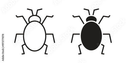 Bug icon set. black Illustration for graphic and web design.