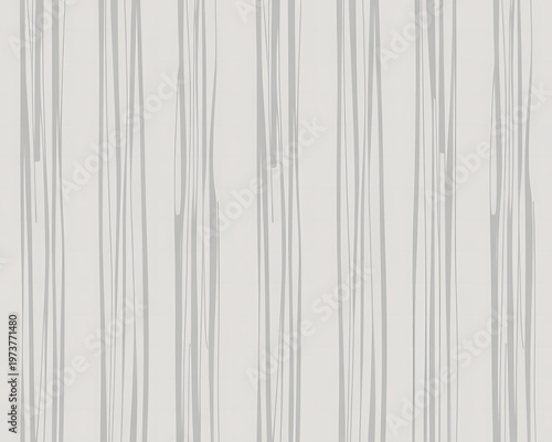 Seamless white wood texture and grey striped wallpaper design featuring vertical silver metal lines on a light textured steel surface backdrop