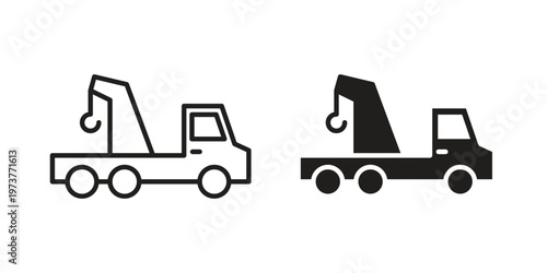Car crane icon set. black Illustration for graphic and web design.