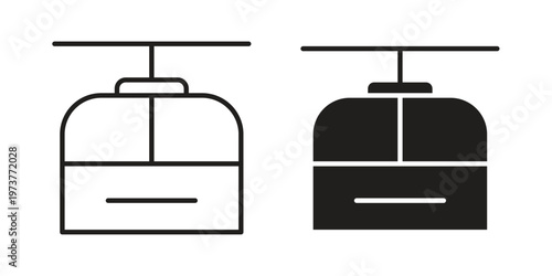 Chairlift icon set. black Illustration for graphic and web design.