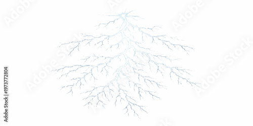 Isolated silver Christmas tree with frost and snowflakes on a white background captures the winter nature of the holiday season celebration