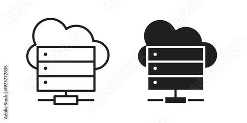 Cloud server icon set. black Illustration for graphic and web design.
