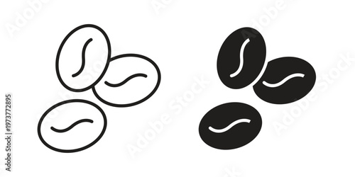 Coffee beans icon set. black Illustration for graphic and web design.