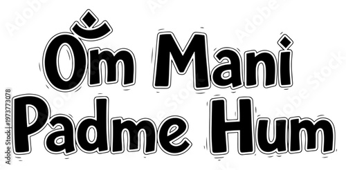Quadro su tela Om Mani Padme Hum buddhist mantra lettering in hand drawn decorative style