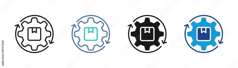 Fototapeta premium Production Blueprint icon set multiple style collection
