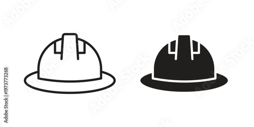 Construction safety helmet icon set. black Illustration for graphic and web design.