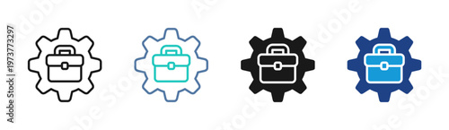 Work Process icon set multiple style collection