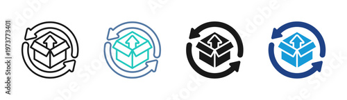 Production Cycle icon set multiple style collection