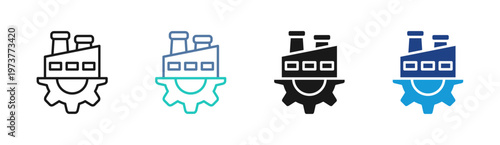 Factory Setup icon set multiple style collection