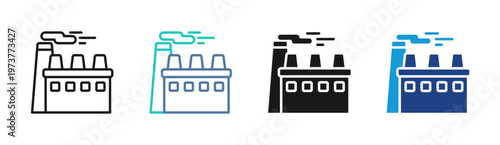 Factory Building icon set multiple style collection