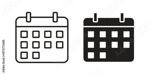 Date icon set. black Illustration for graphic and web design.