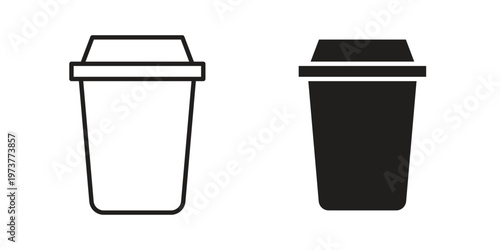 Disposable coffee cup icon set. black Illustration for graphic and web design.