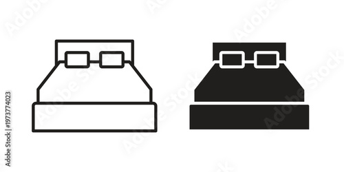 Double bed icon set. black Illustration for graphic and web design.