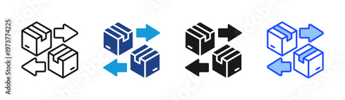 Box Movement icon set multiple style collection