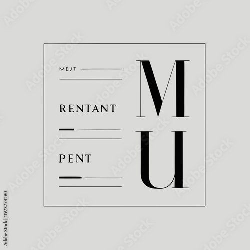 Minimalist graphic design 'm' and 'u' with text elements