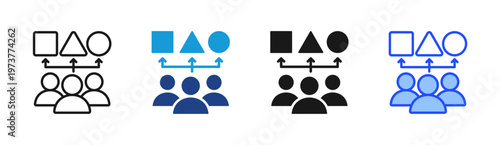 Team Structure icon set multiple style collection
