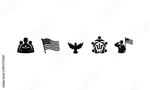 Symbols representing government, unity, and national identity