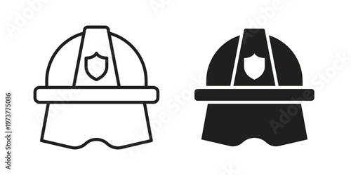 Firefighter helmet icon set. black Illustration for graphic and web design.