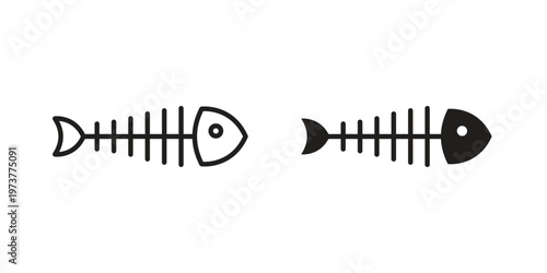 Fish bone icon set. black Illustration for graphic and web design.