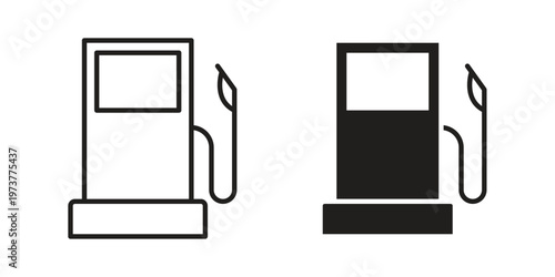 Gas station vector icon set. black Illustration for graphic and web design.