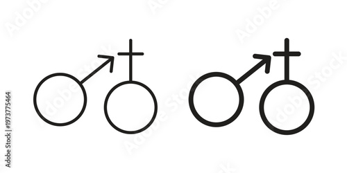 Gender symbols icon set. black Illustration for graphic and web design.